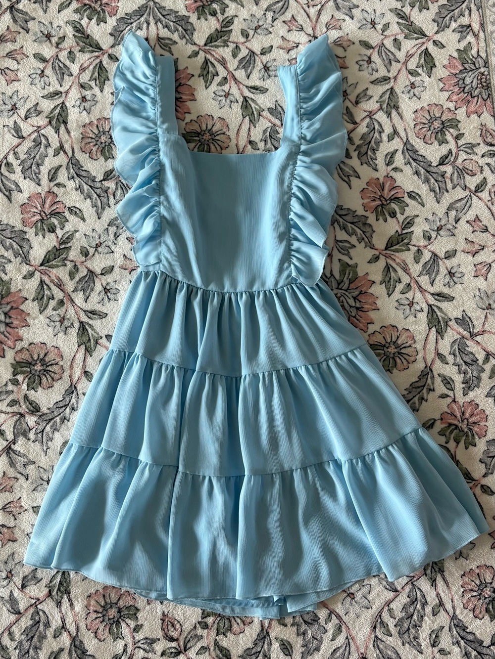 Light Blue Ruffle Tiered Dress